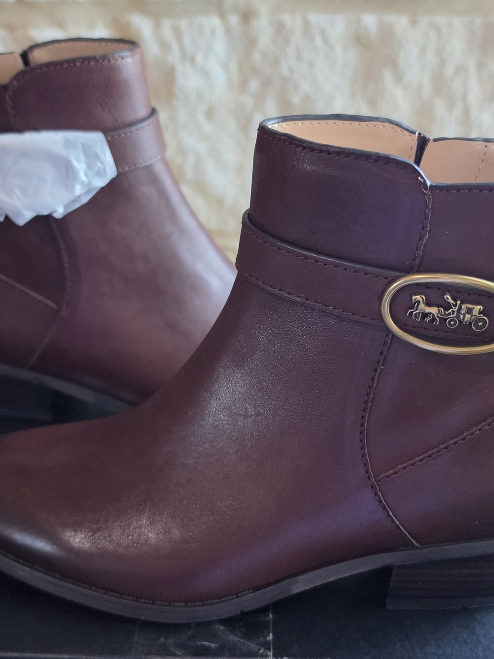 Coach Women's Walnut Leather Ankle Boots
